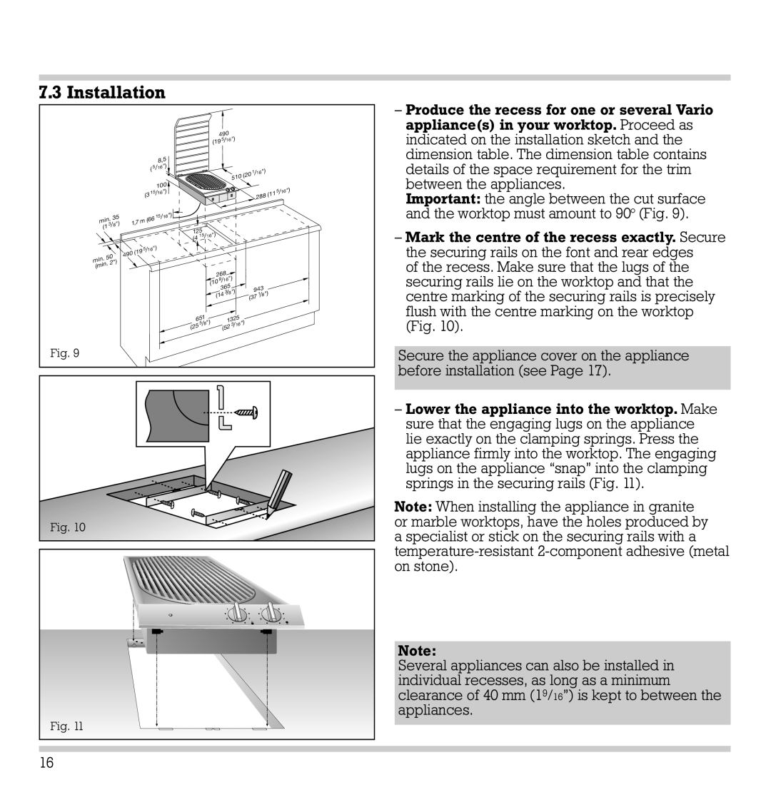 Gaggenau VR 230-612 manual Installation 