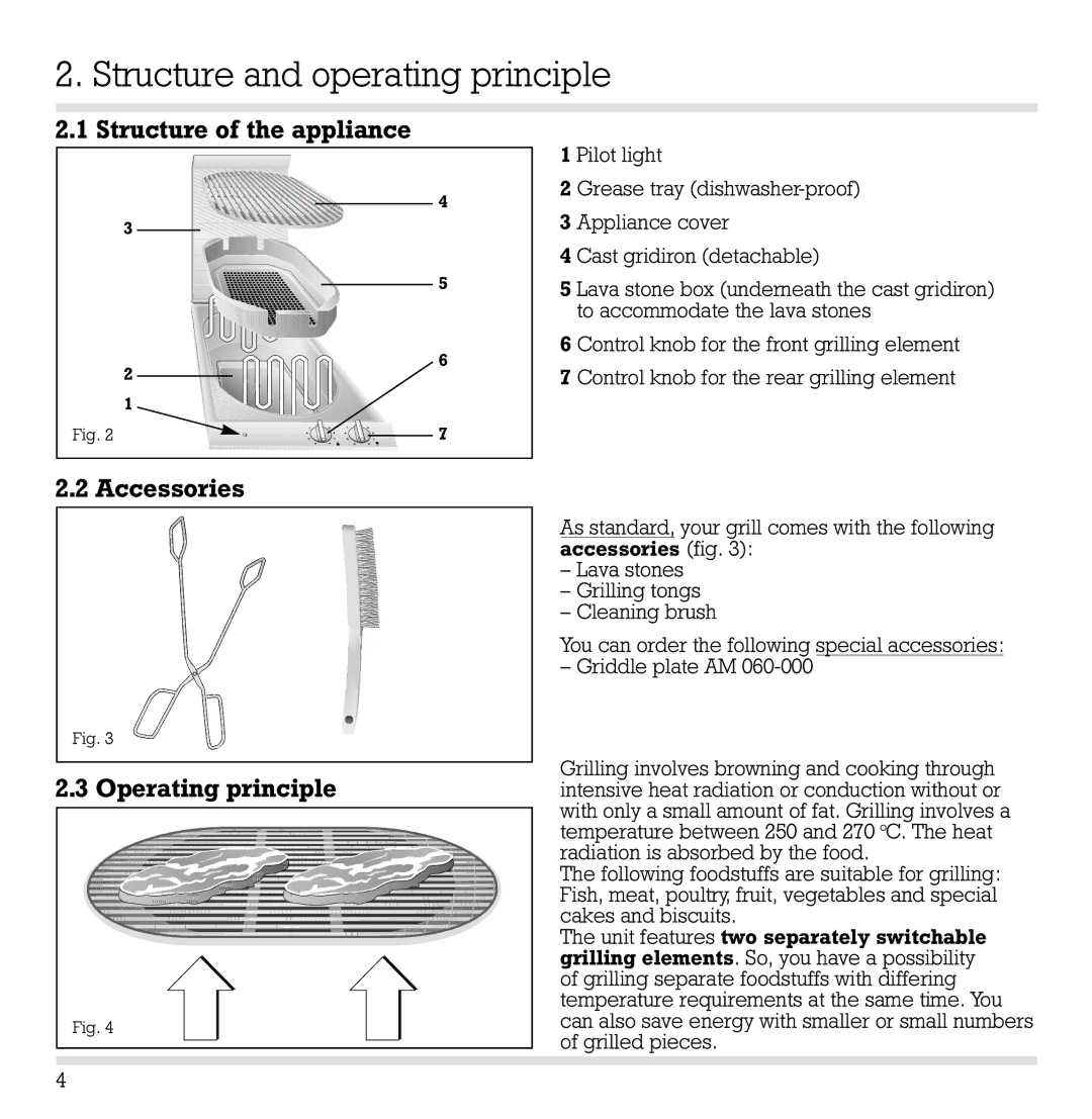 Gaggenau VR 230 manual Structure and operating principle, Structure of the appliance Accessories Operating principle 