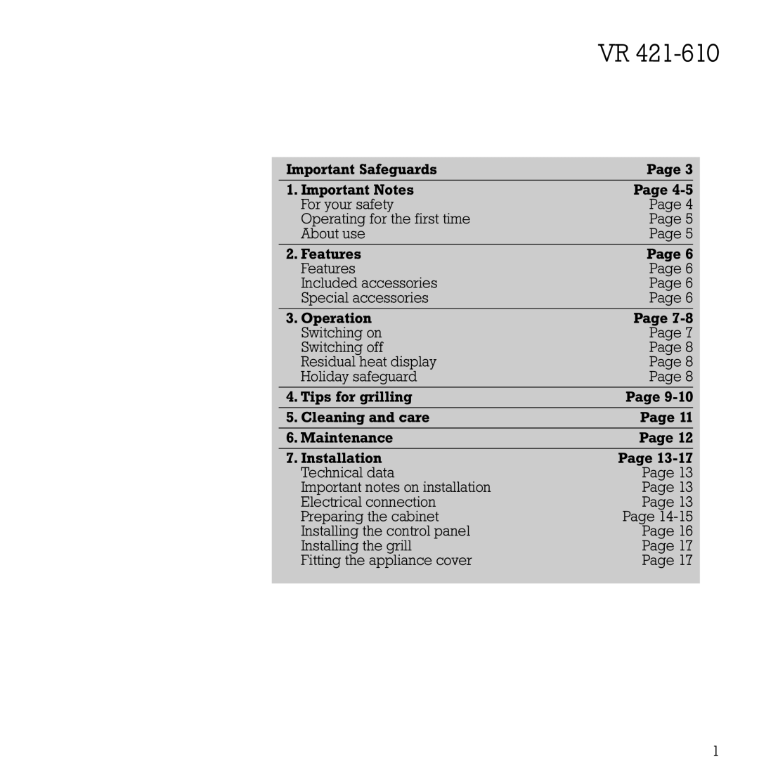 Gaggenau VR 421-610 manual 