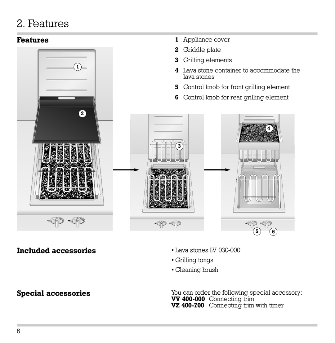 Gaggenau VR 421-610 manual Features, Included accessories Special accessories 