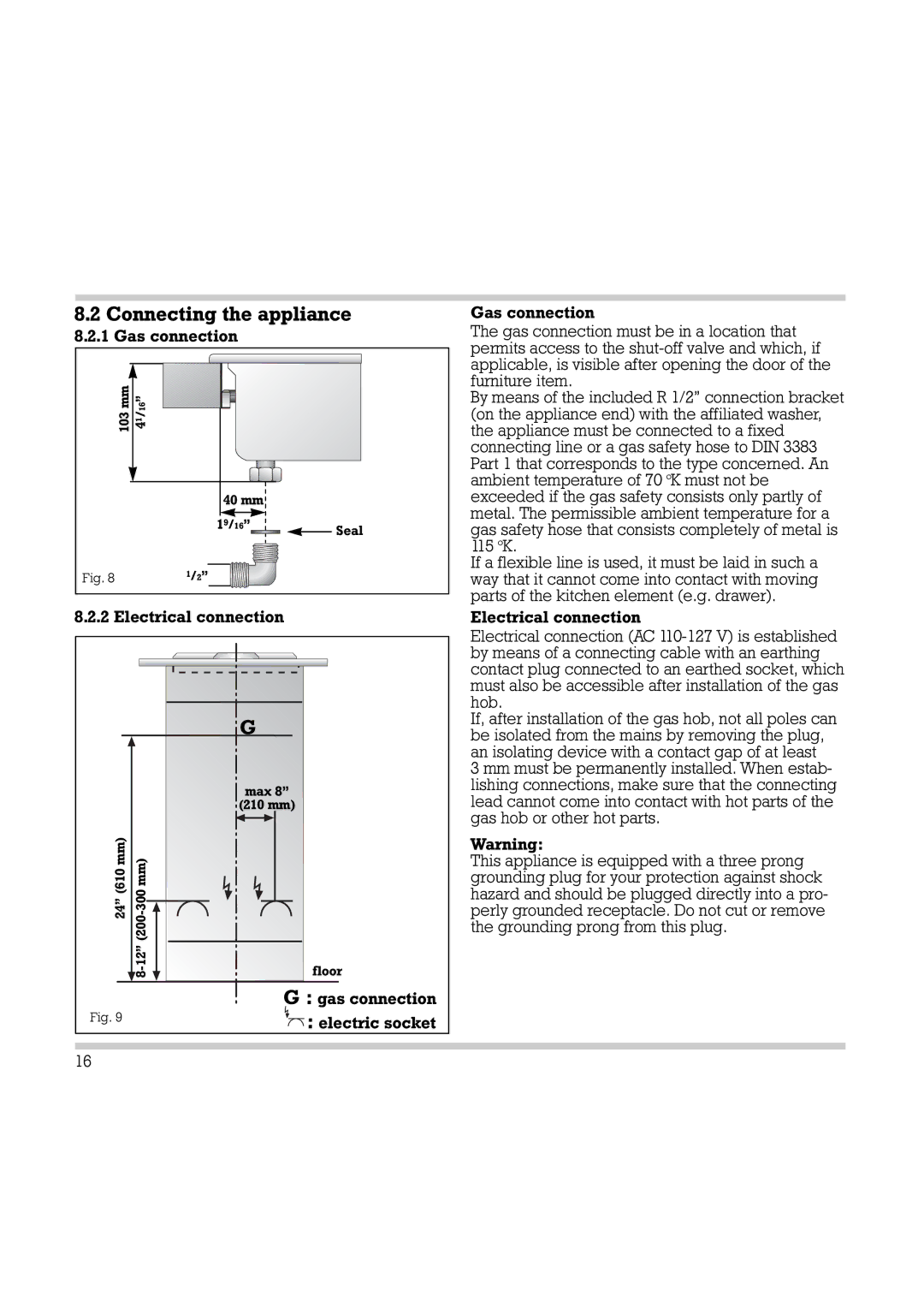 Gaggenau Wok manual Connecting the appliance 