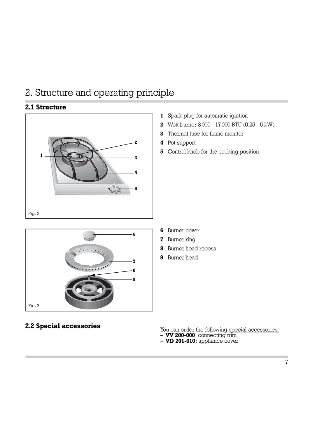 Gaggenau Wok manual Structure and operating principle, Special accessories 