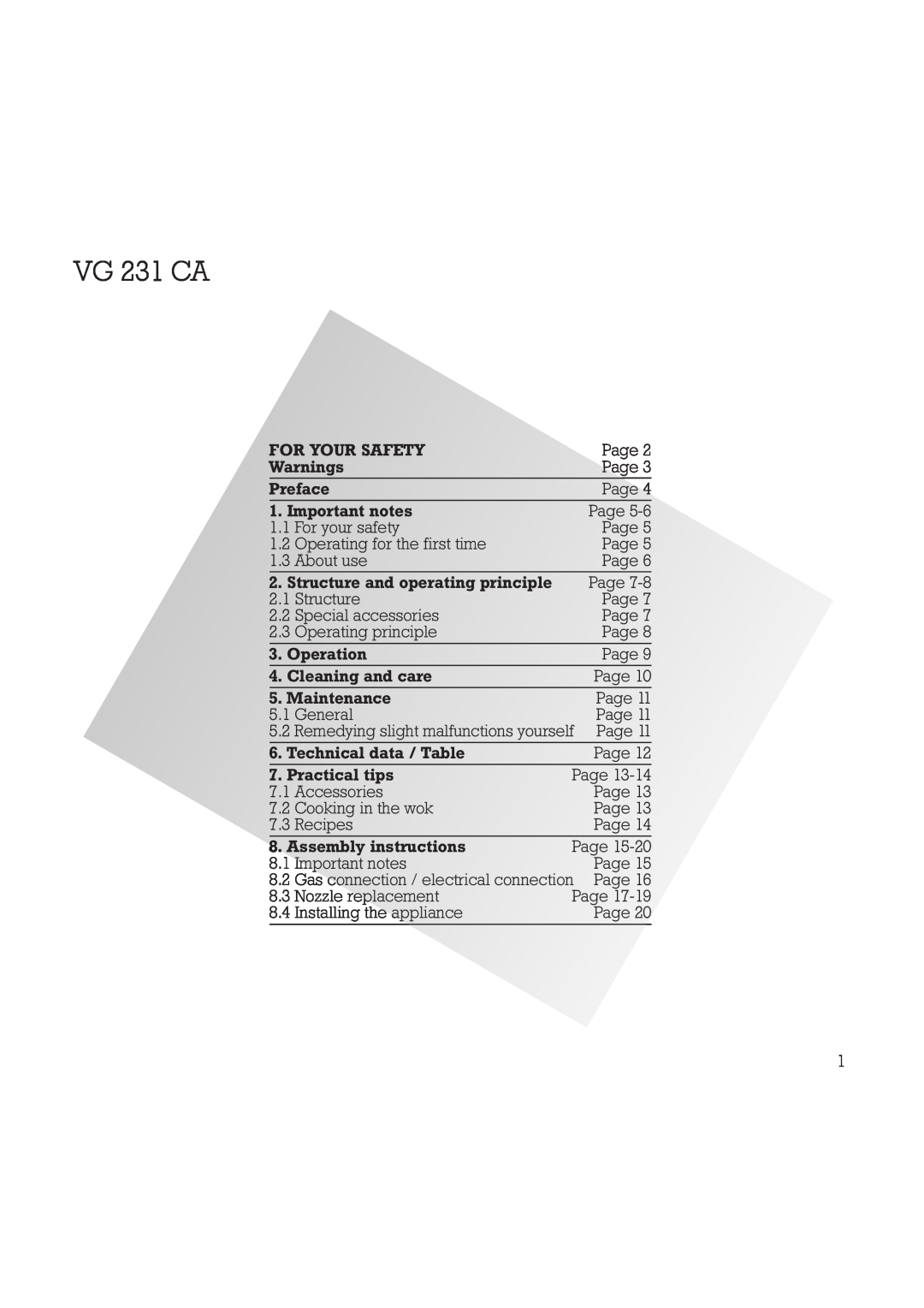 Gaggenau Wok manual VG 231 CA 