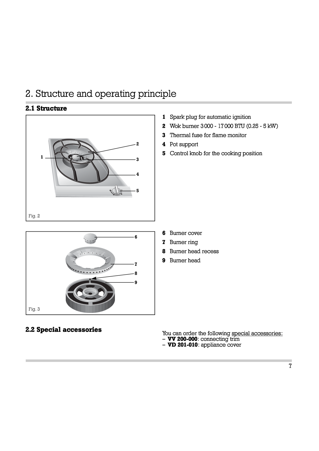 Gaggenau Wok manual Structure and operating principle, Special accessories 