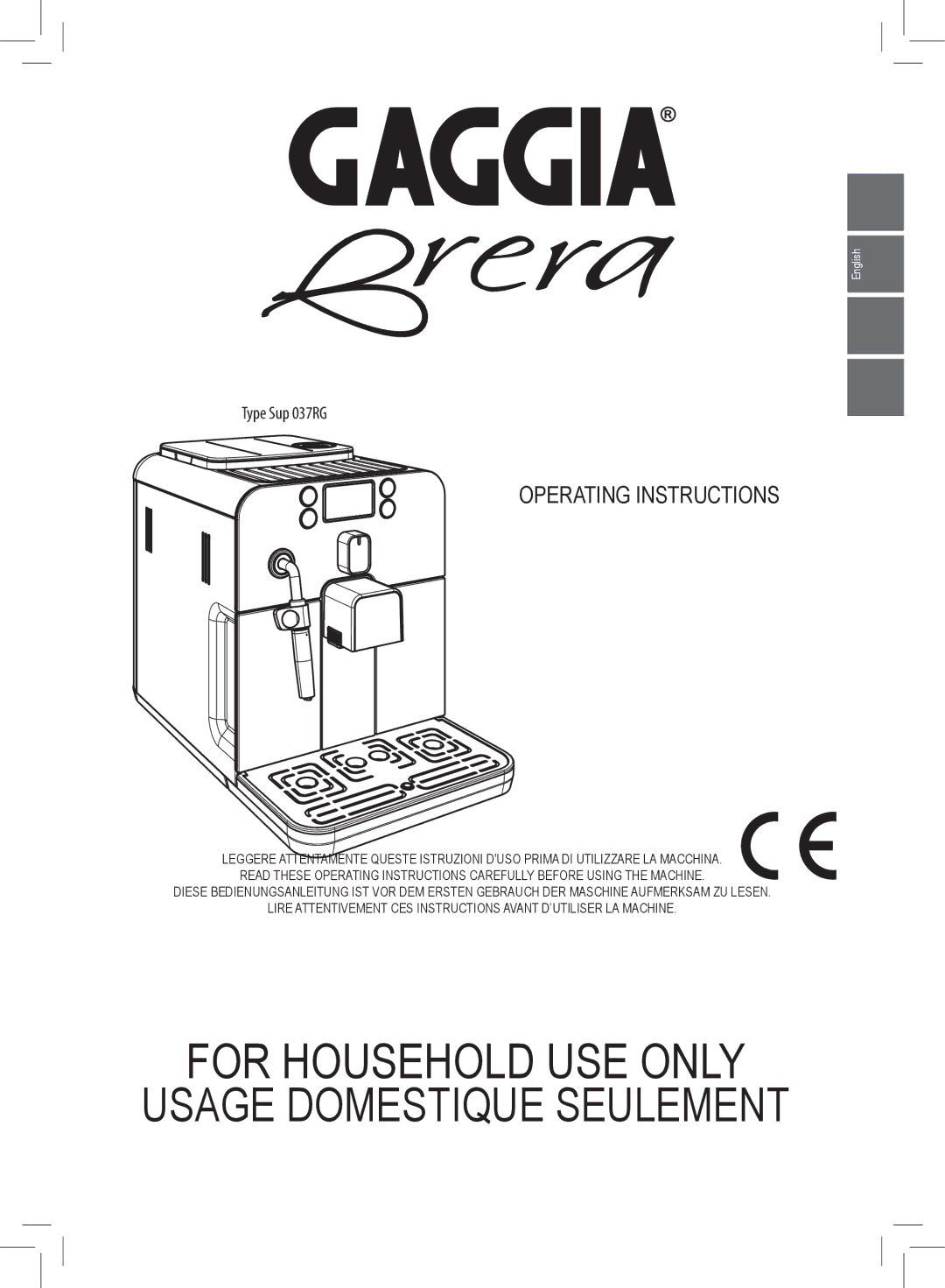 Gaggia manual Operating Instructions, Type Sup 037RG 