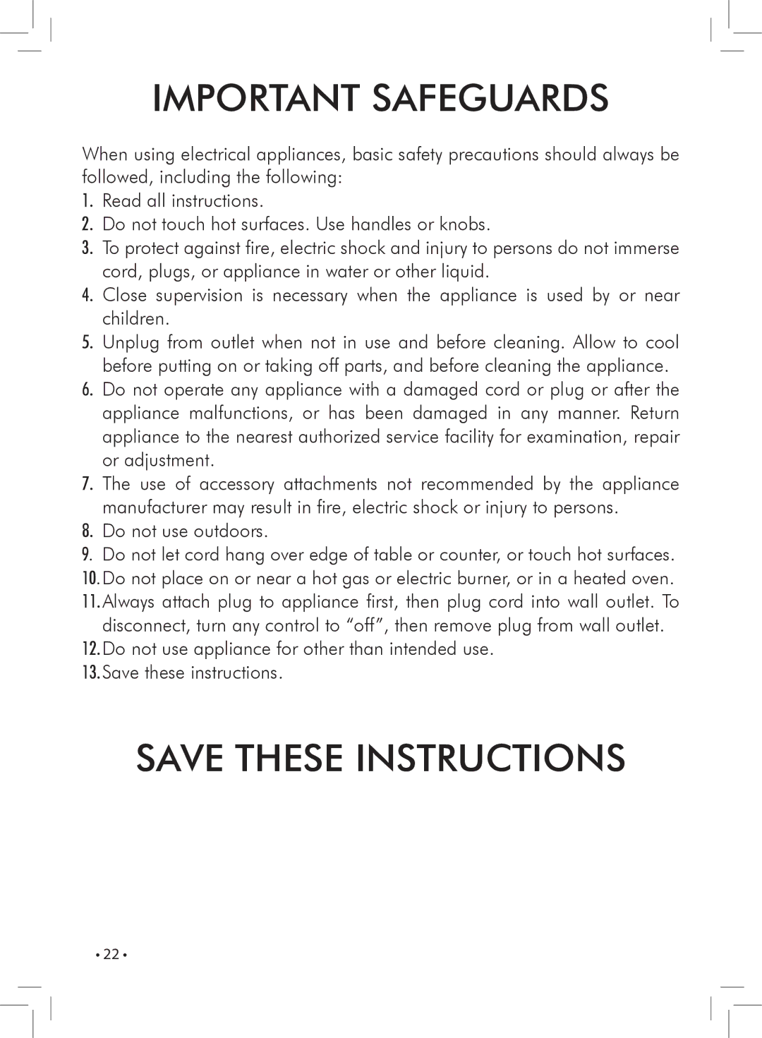 Gaggia 037RG manual Important Safeguards 