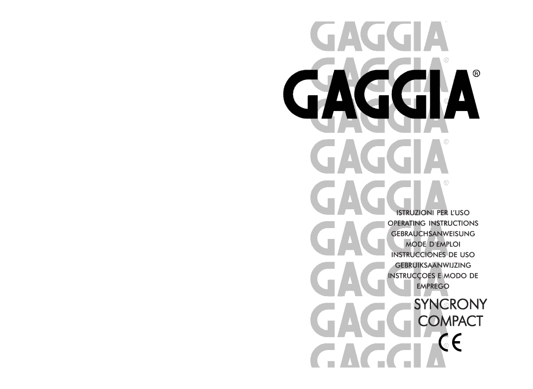 Gaggia 740602008 manual Syncrony Compact 