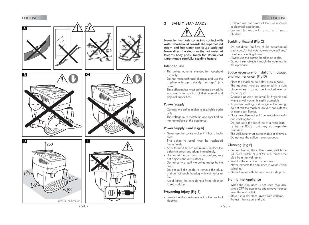 Gaggia 740602008 manual Safety Standards 