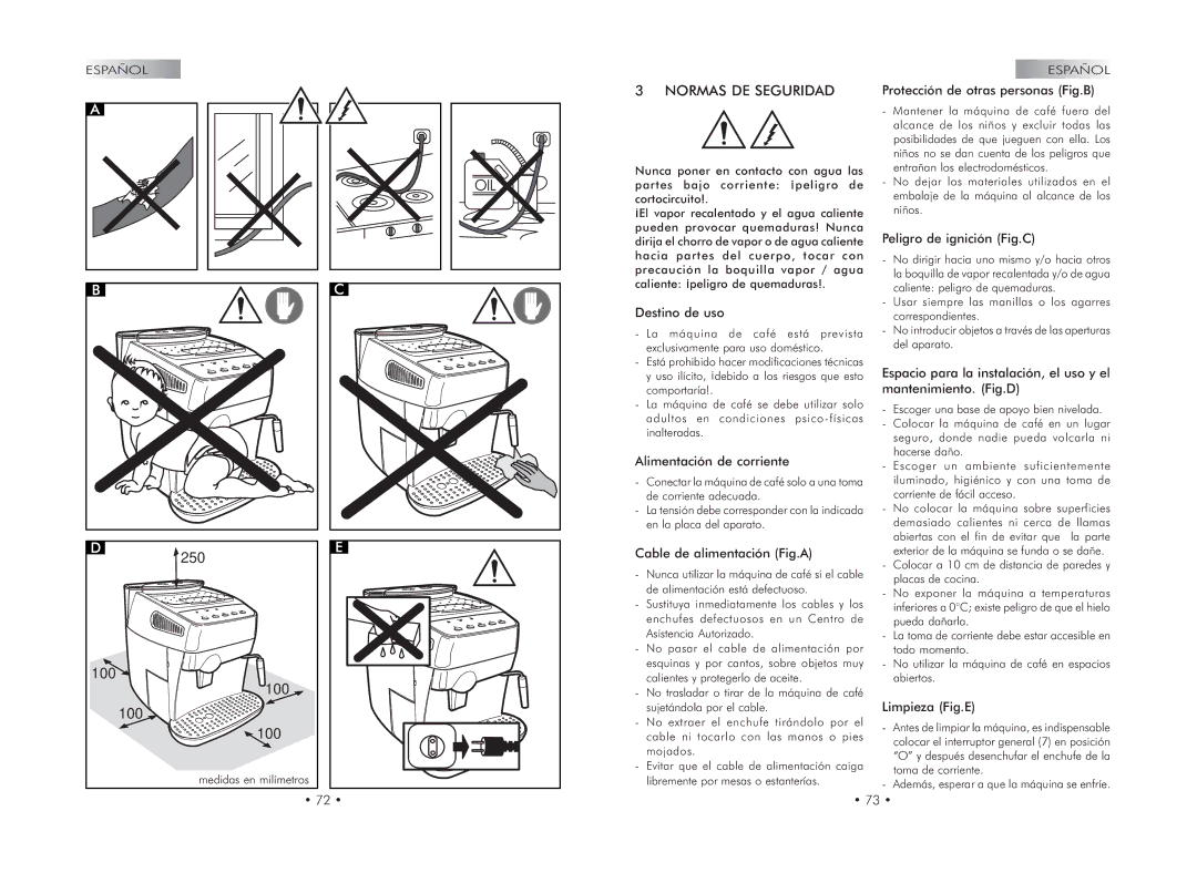 Gaggia 740602008 manual Normas DE Seguridad 