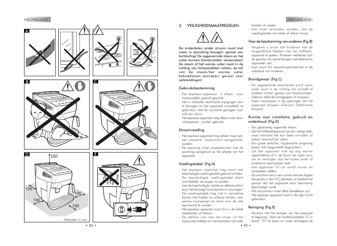 Gaggia 740602008 manual Veiligheidsmaatregelen 