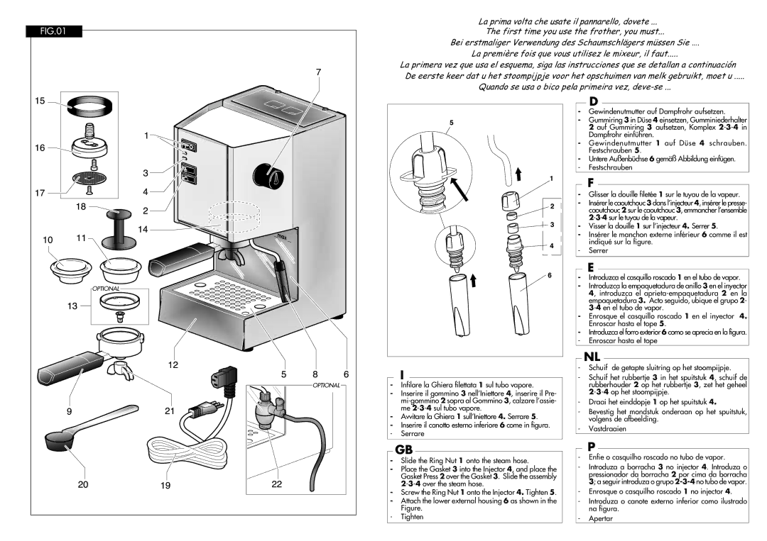 Gaggia COFFEE DELUXE manual Introduzca el forro exterior 6 como se aprecia en la figura 