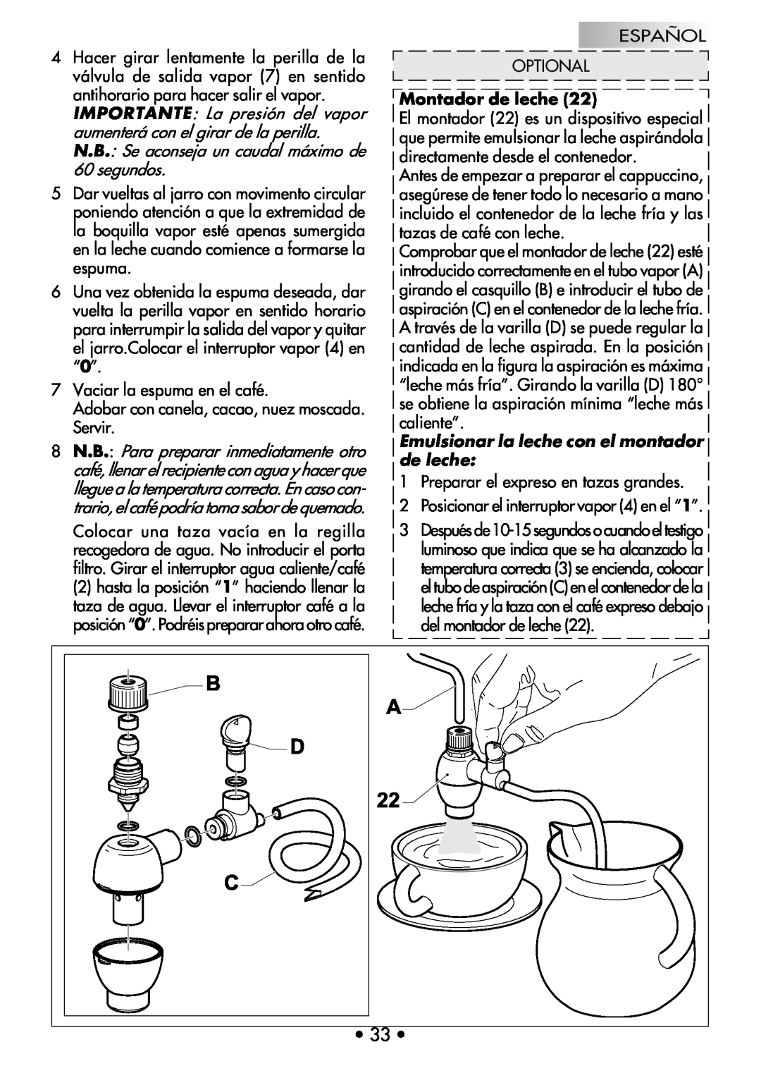 Gaggia COFFEE DELUXE manual Vaciar la espuma en el café 