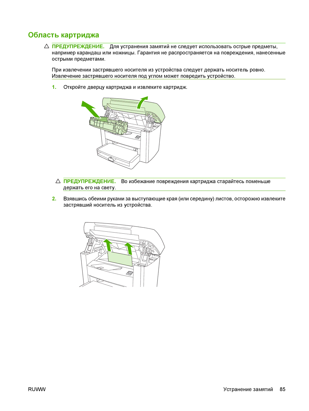 Gaggia M1005 MFP manual Область картриджа 