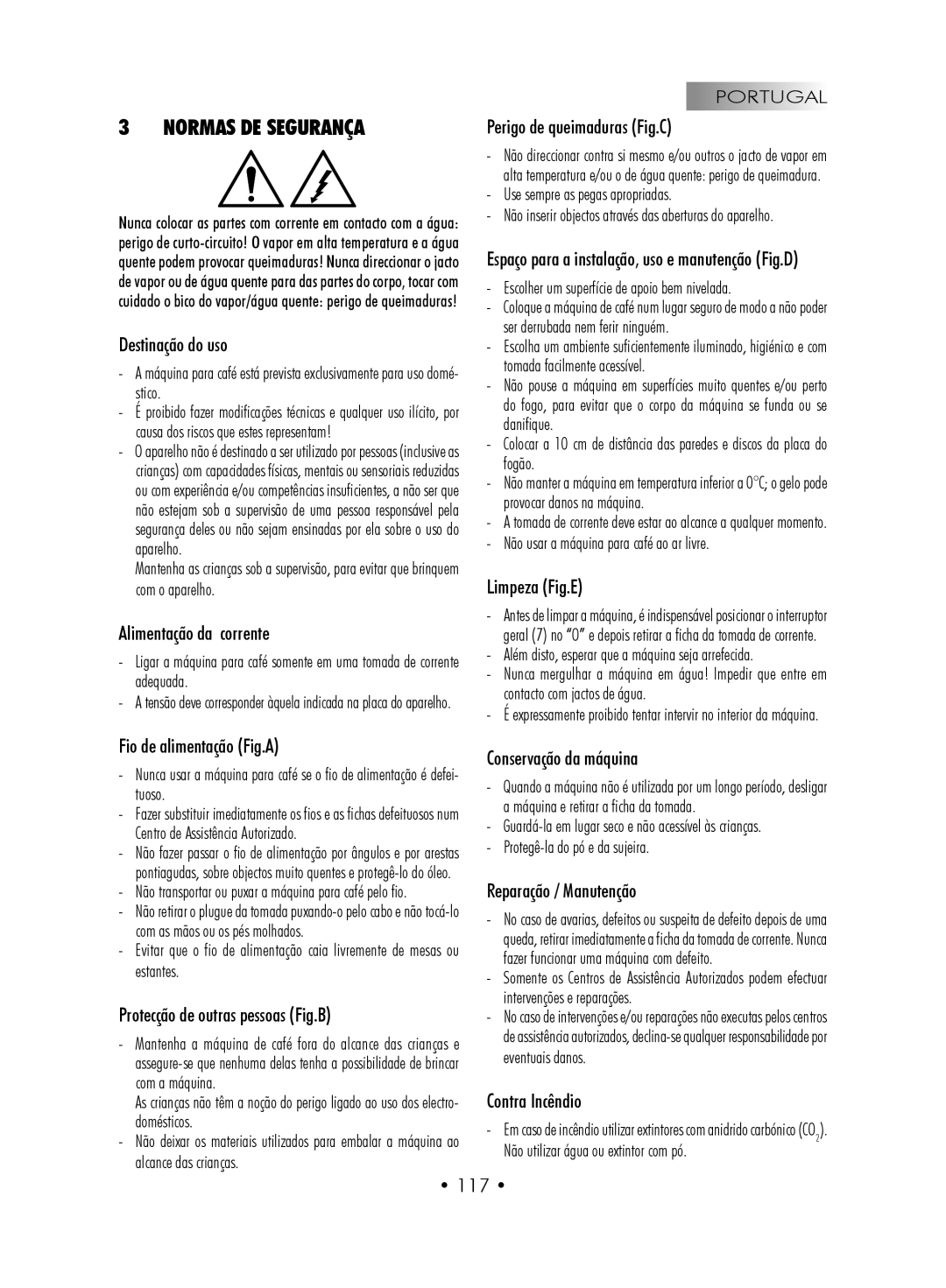 Gaggia SUP027YDR manual Normas De Segurança 