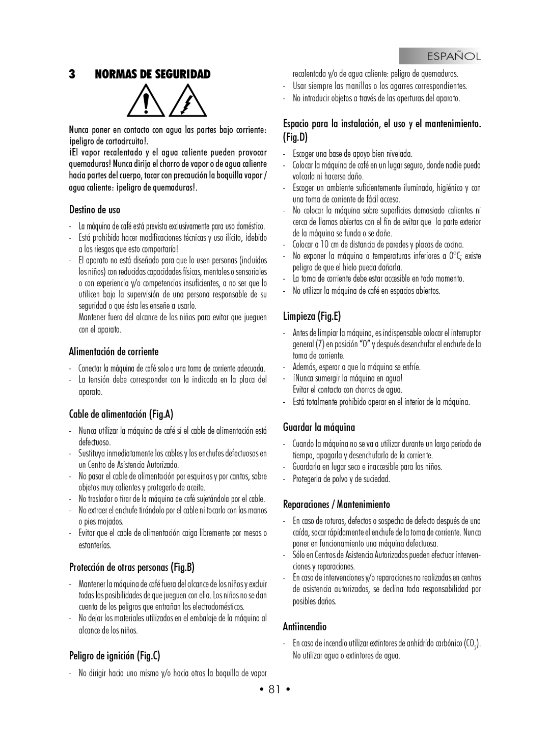 Gaggia SUP027YDR manual Normas De Seguridad 