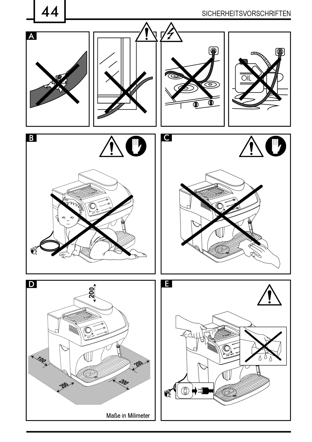 Gaggia Syncrony manual Sicherheitsvorschriften 