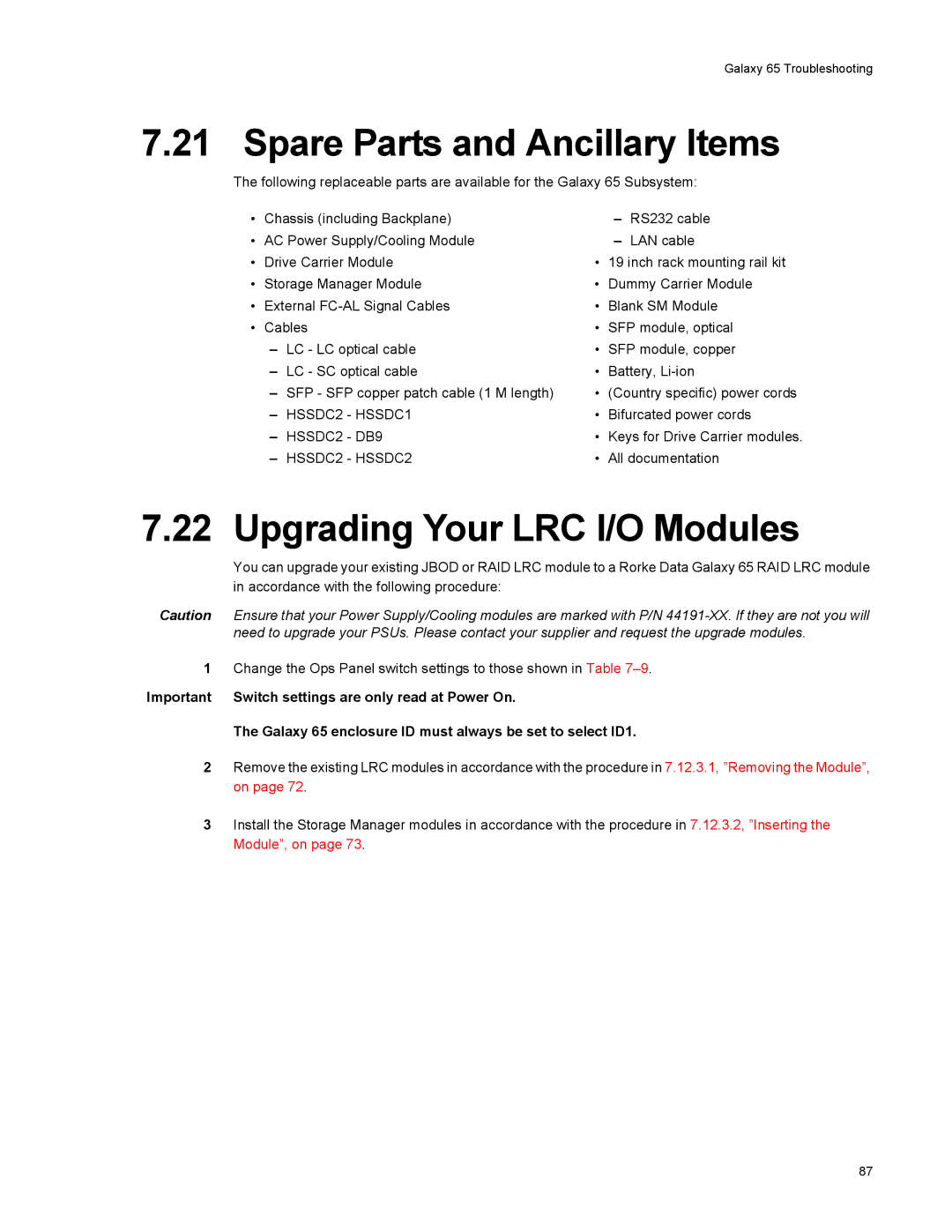 Galaxy Metal Gear 65 manual Spare Parts and Ancillary Items, Upgrading Your LRC I/O Modules 