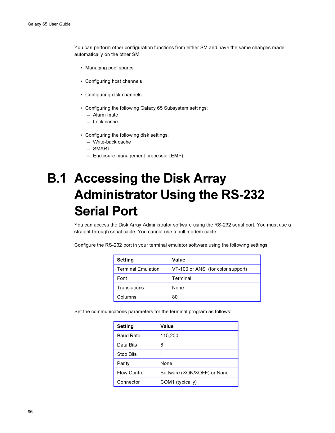 Galaxy Metal Gear 65 manual SettingValue, Setting Value 