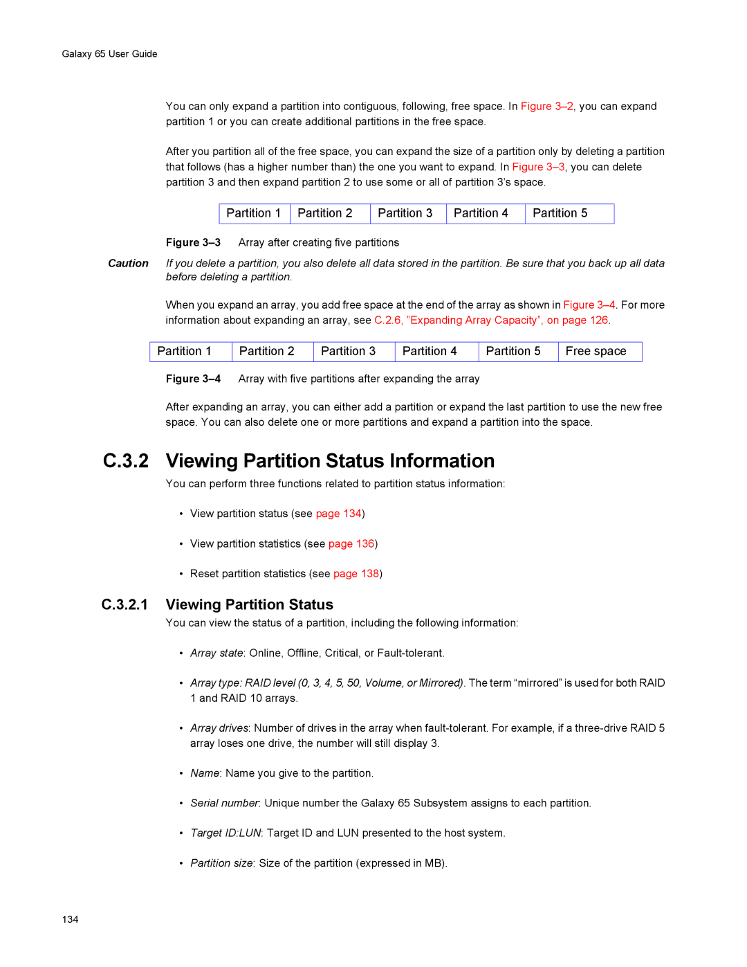 Galaxy Metal Gear 65 manual Viewing Partition Status Information 