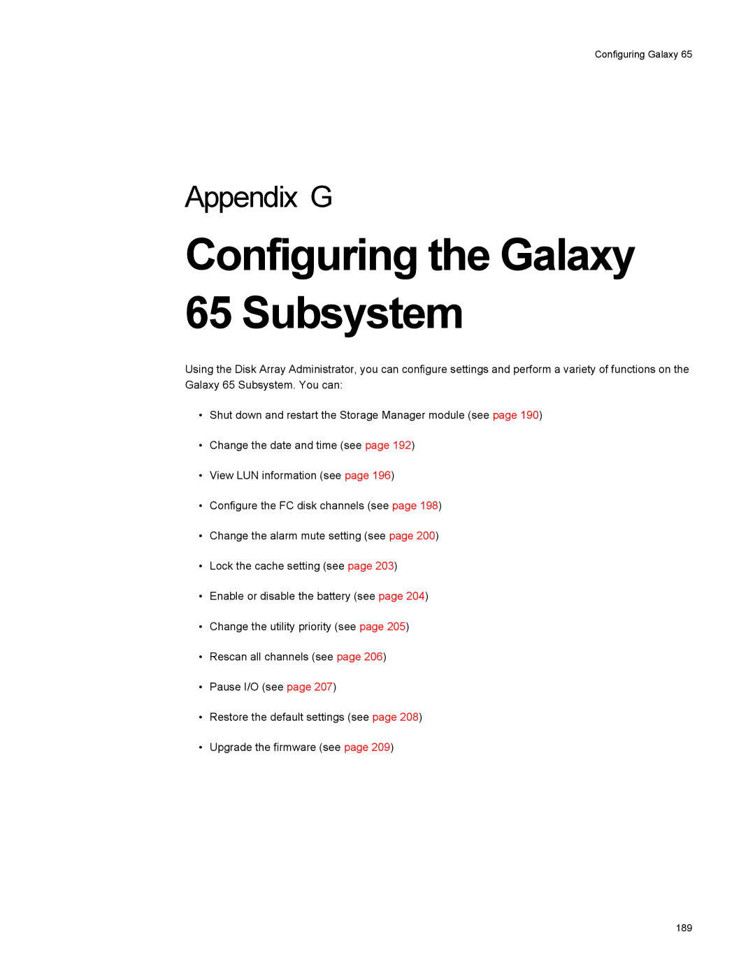 Galaxy Metal Gear manual Configuring the Galaxy 65 Subsystem 