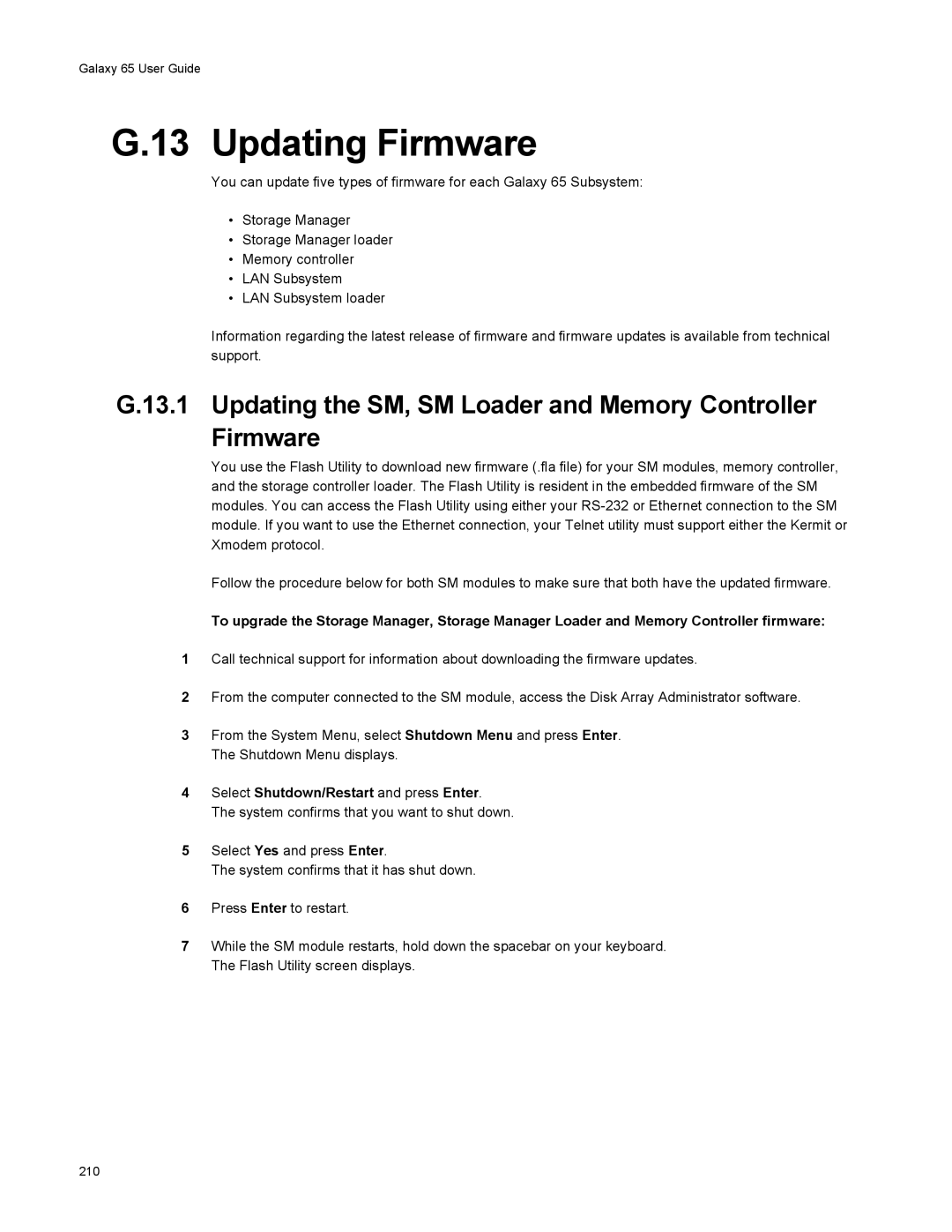 Galaxy Metal Gear 65 manual Updating Firmware, Updating the SM, SM Loader and Memory Controller Firmware 