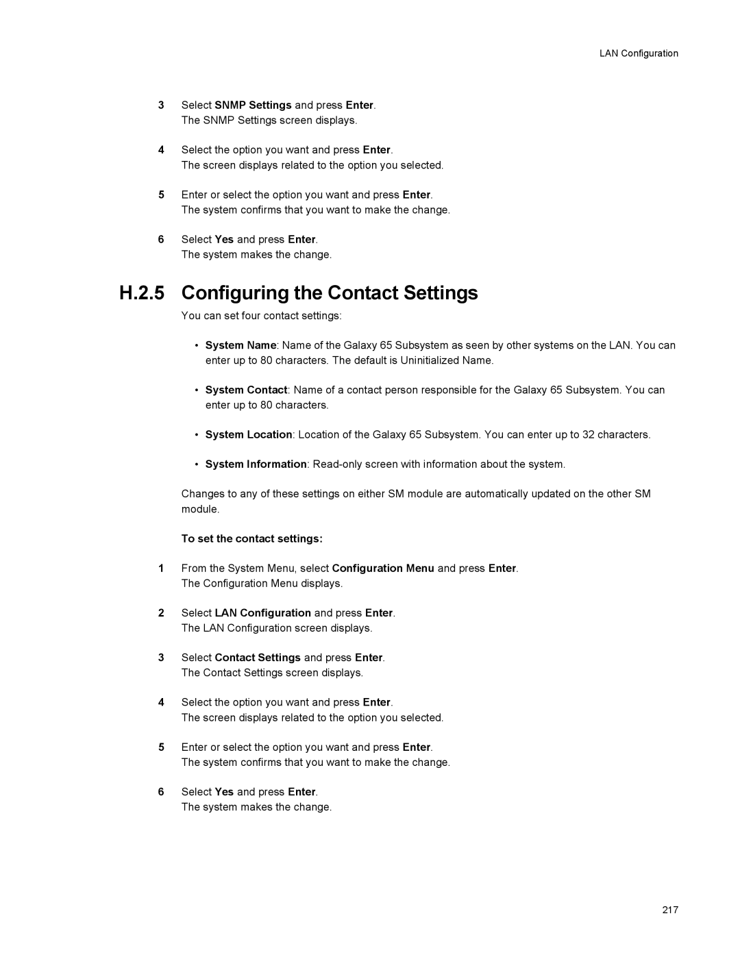 Galaxy Metal Gear 65 manual Configuring the Contact Settings, To set the contact settings 