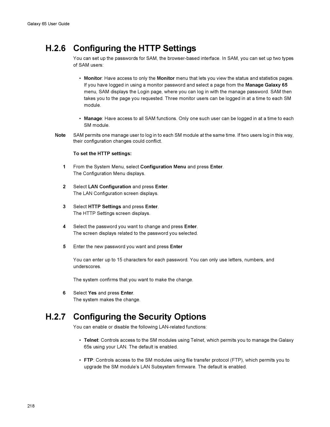 Galaxy Metal Gear 65 manual Configuring the Http Settings, To set the Http settings 