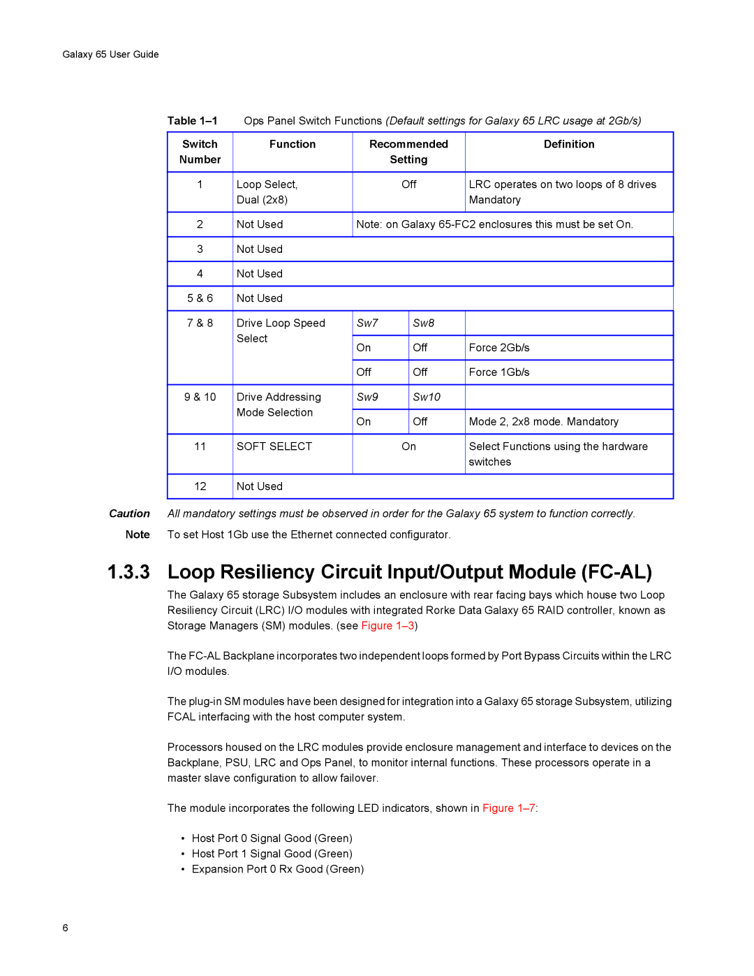 Galaxy Metal Gear 65 manual Loop Resiliency Circuit Input/Output Module FC-AL 