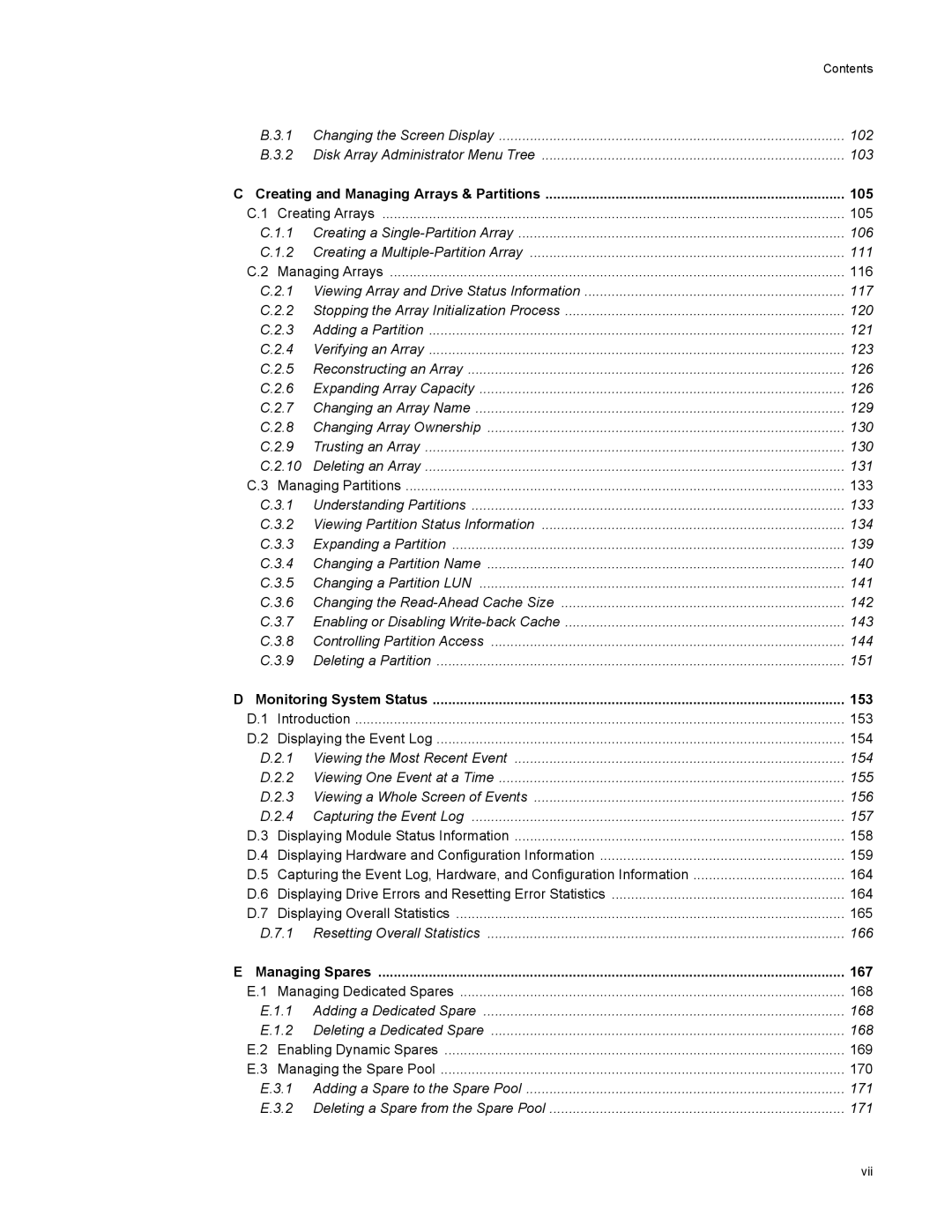 Galaxy Metal Gear 65 manual Creating and Managing Arrays & Partitions 105 