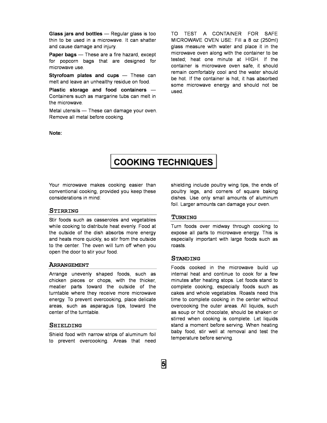 Galaxy Metal Gear 87040 user manual Cooking Techniques, Stirring, Arrangement, Shielding, Turning, Standing 