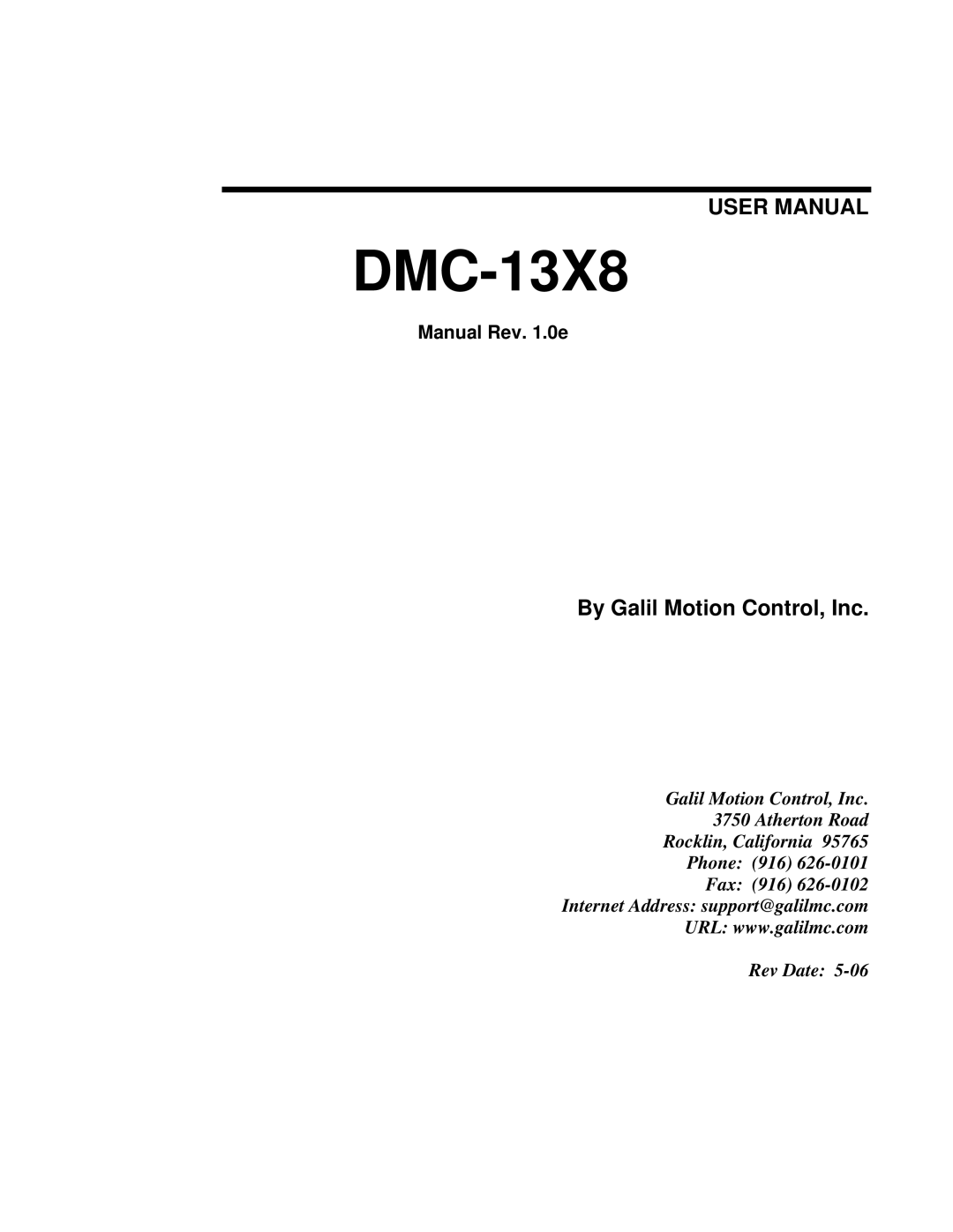 Galil DMC-13X8 user manual 