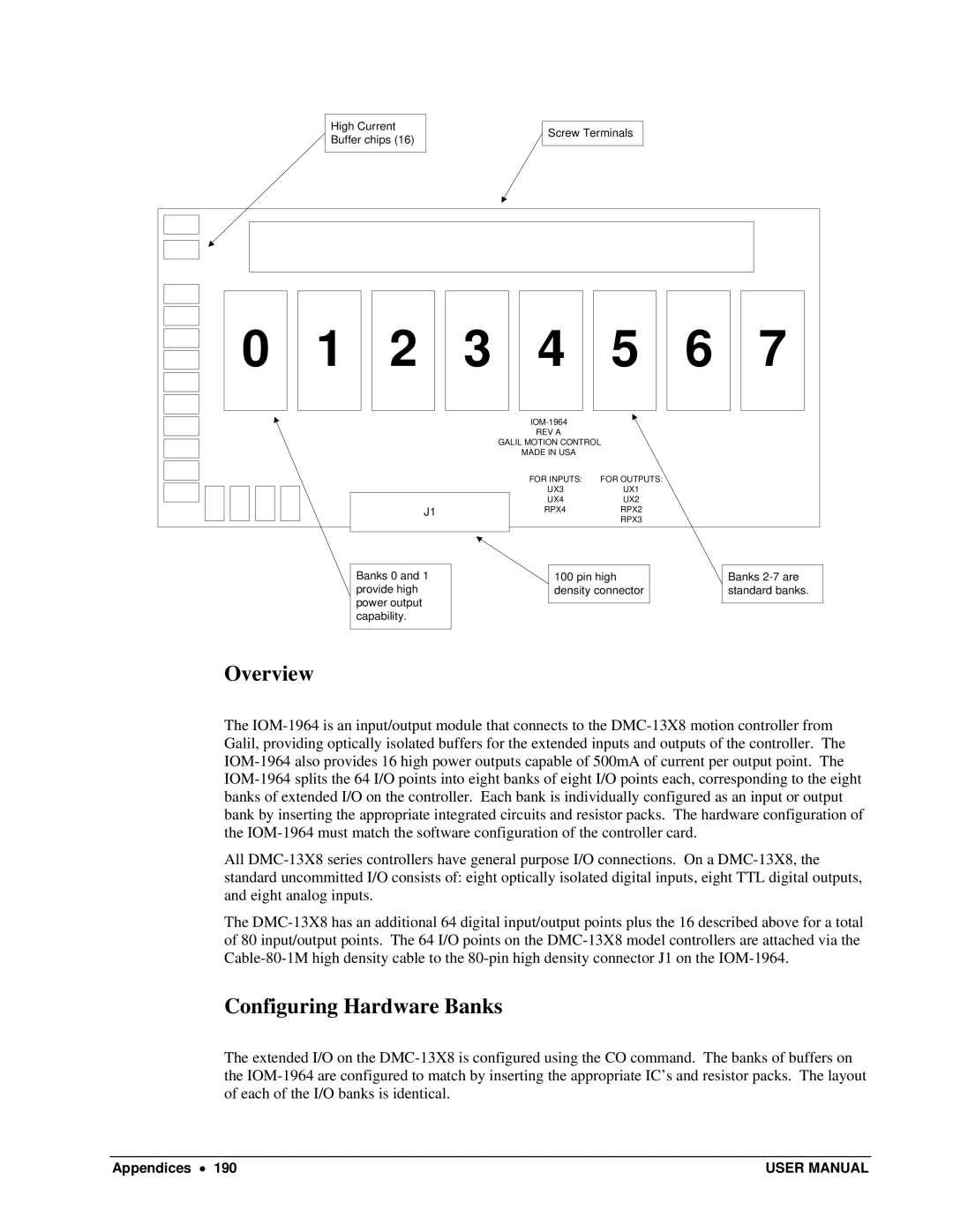 Galil DMC-13X8 user manual Overview, Configuring Hardware Banks 