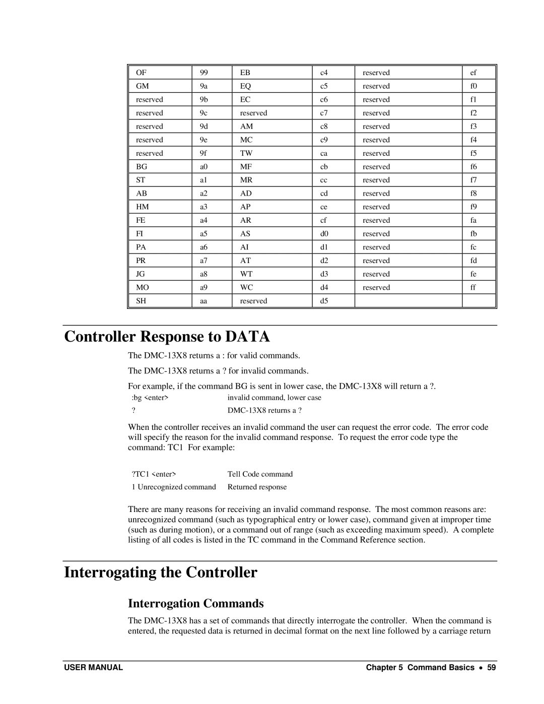 Galil DMC-13X8 user manual Interrogating the Controller, Interrogation Commands 