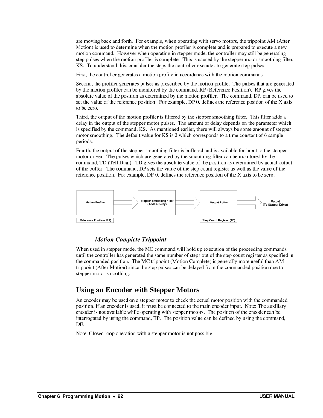 Galil DMC-13X8 user manual Using an Encoder with Stepper Motors, Motion Complete Trippoint 