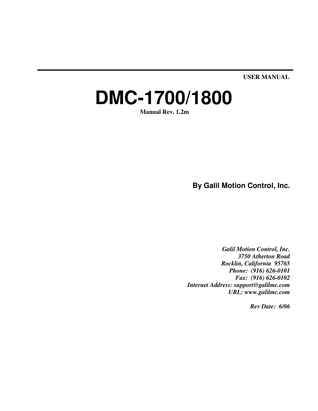 Galil DMC-1800 user manual DMC-1700/1800 