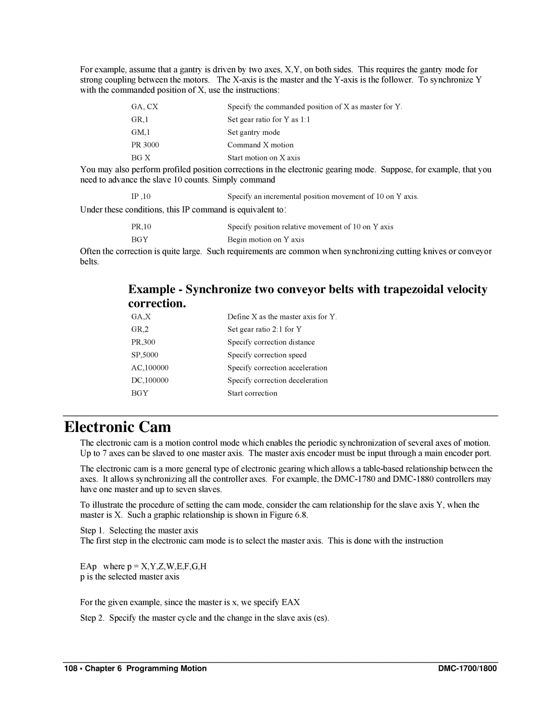 Galil DMC-1800, DMC-1700 user manual Electronic Cam, Ga, Cx, Ga,X 