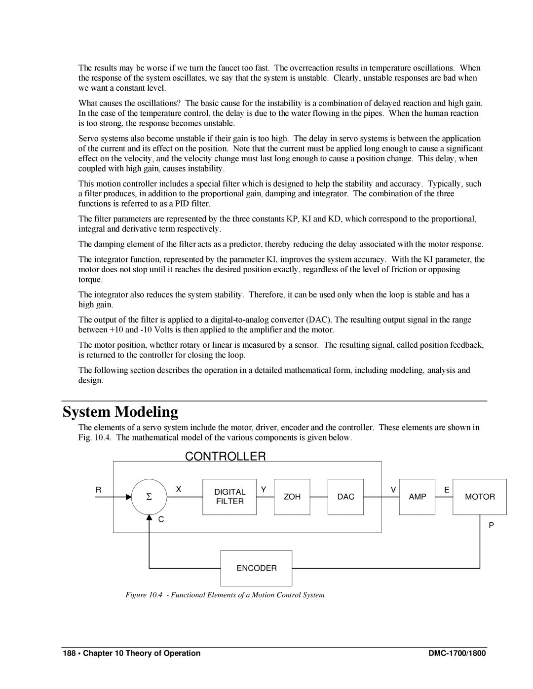 Galil DMC-1800, DMC-1700 user manual System Modeling, Functional Elements of a Motion Control System 