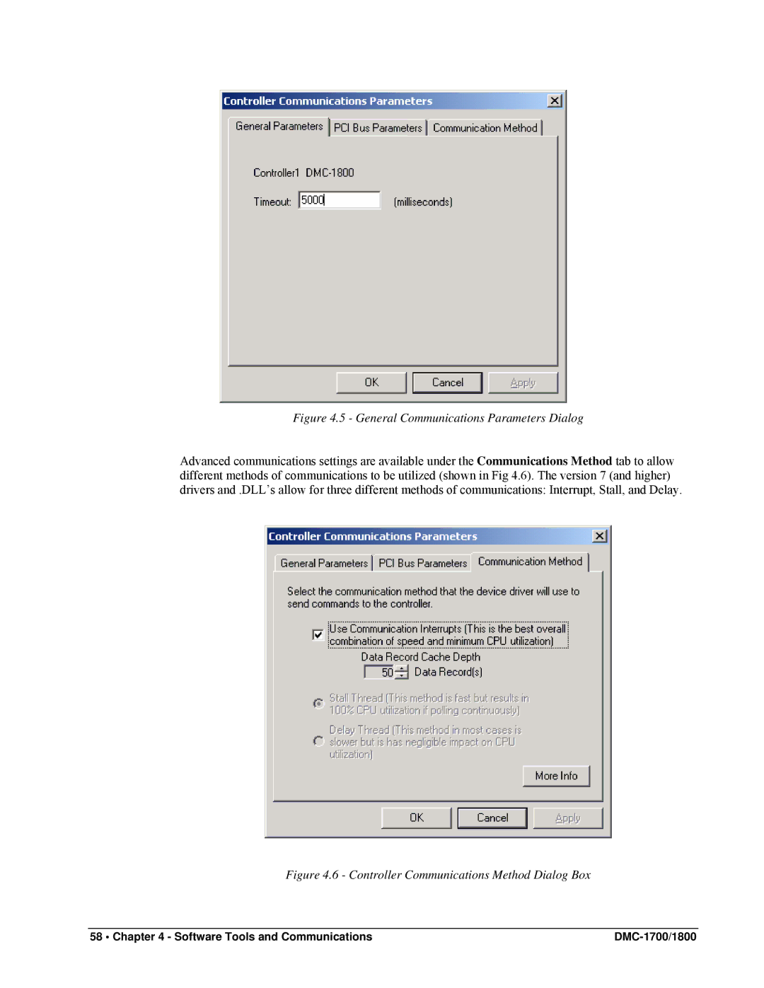 Galil DMC-1800, DMC-1700 user manual General Communications Parameters Dialog 