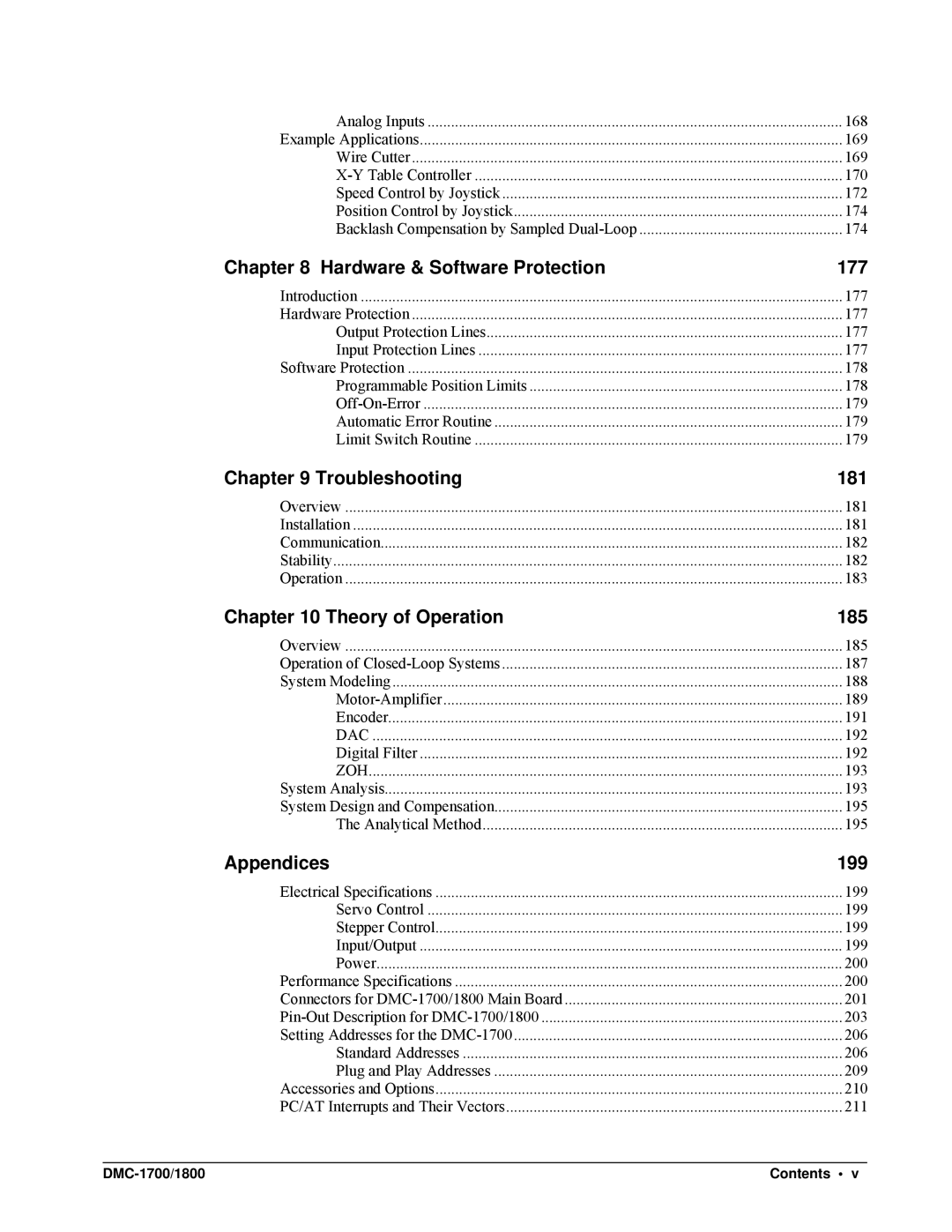 Galil DMC-1700, DMC-1800 user manual Troubleshooting 181 