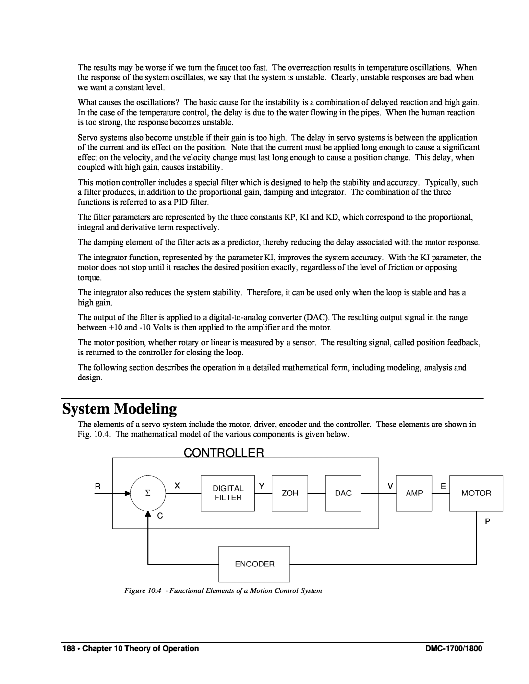 Galil DMC-1800, DMC-1700 user manual System Modeling, Controller 