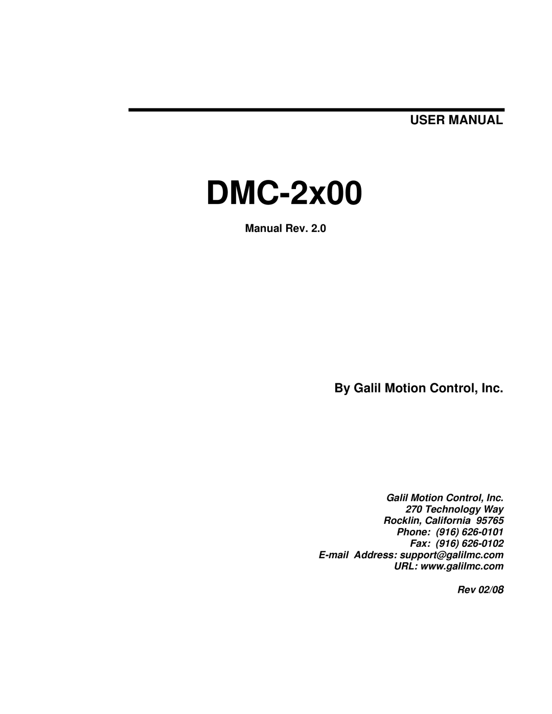 Galil DMC-2X00 user manual DMC-2x00, By Galil Motion Control, Inc 