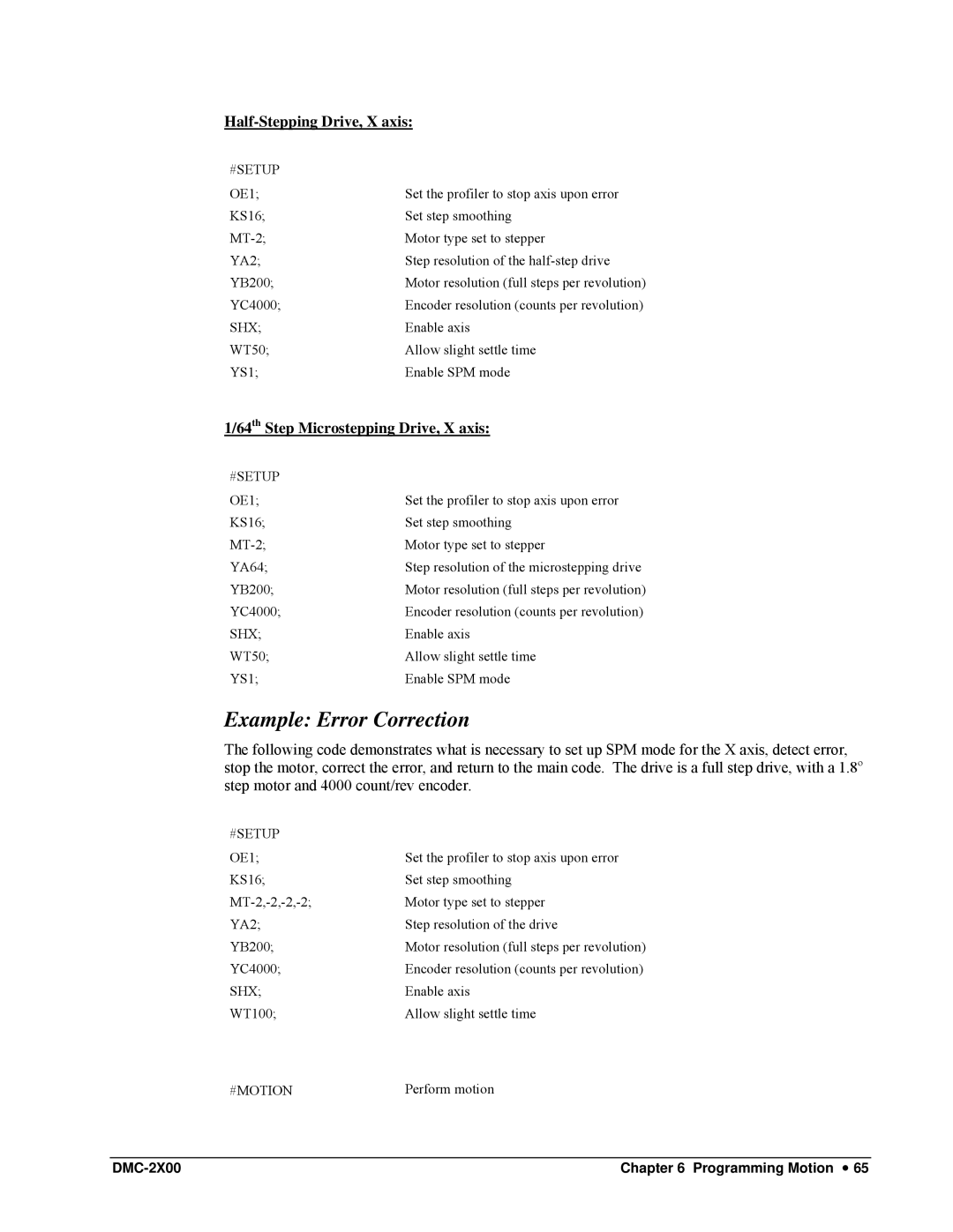 Galil DMC-2X00 user manual Example Error Correction, #Motion 