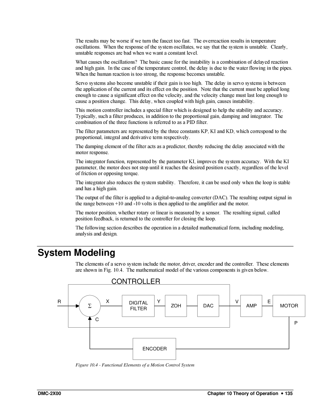 Galil DMC-2X00 user manual System Modeling, Functional Elements of a Motion Control System 