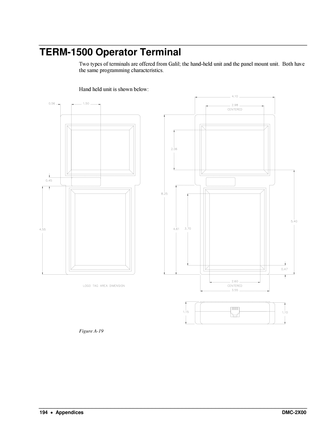 Galil DMC-2X00 user manual TERM-1500 Operator Terminal, Figure A-19 