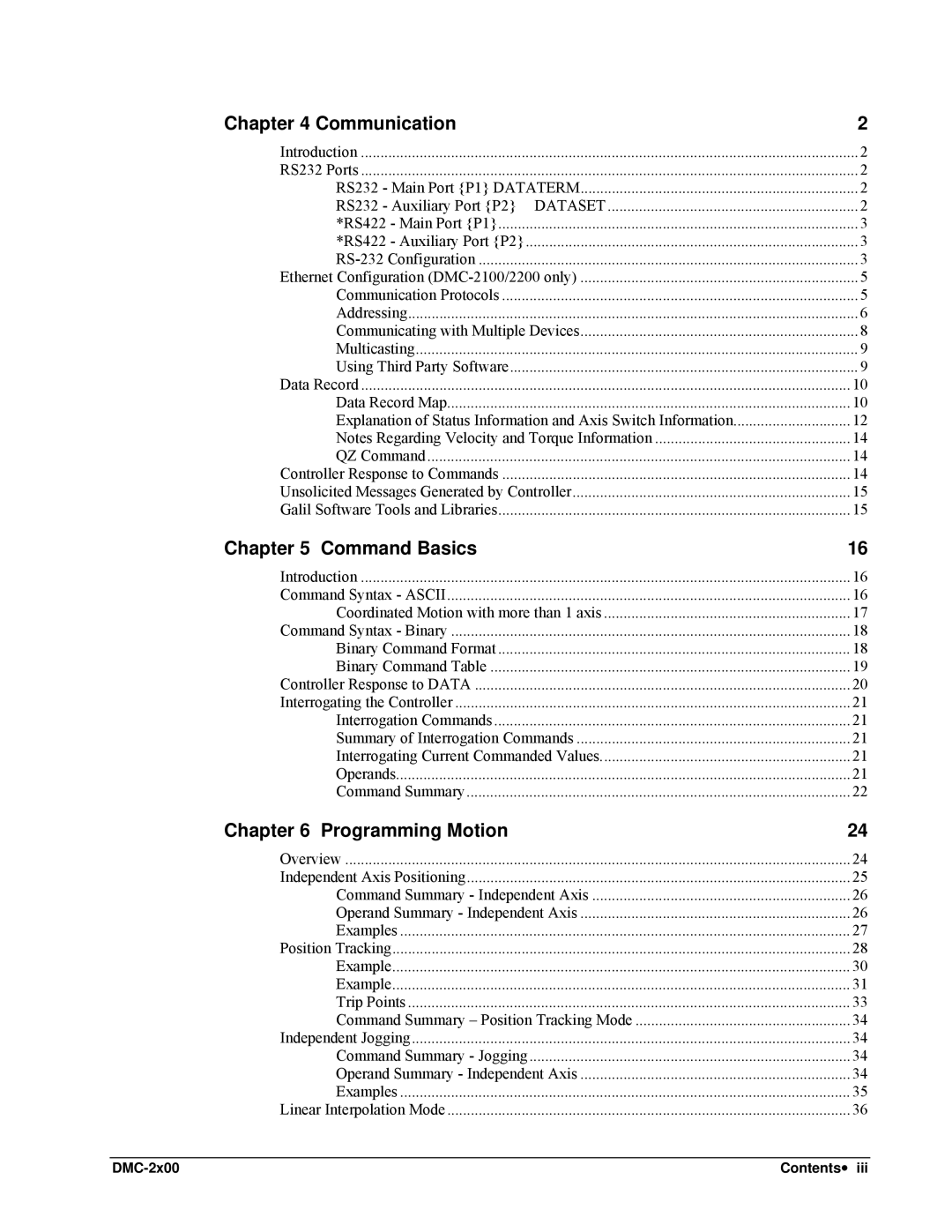 Galil DMC-2X00 user manual Communication 