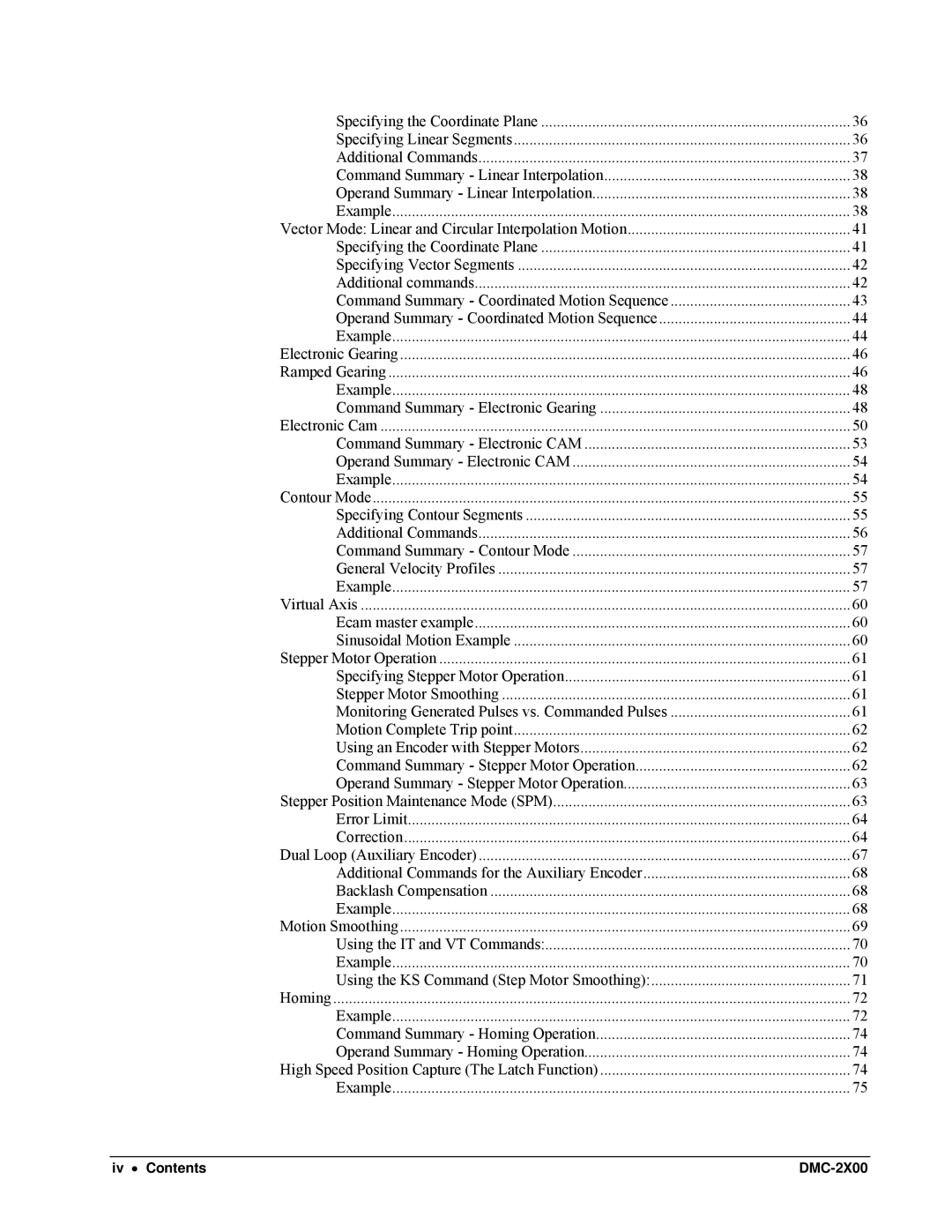 Galil user manual Iv Contents DMC-2X00 