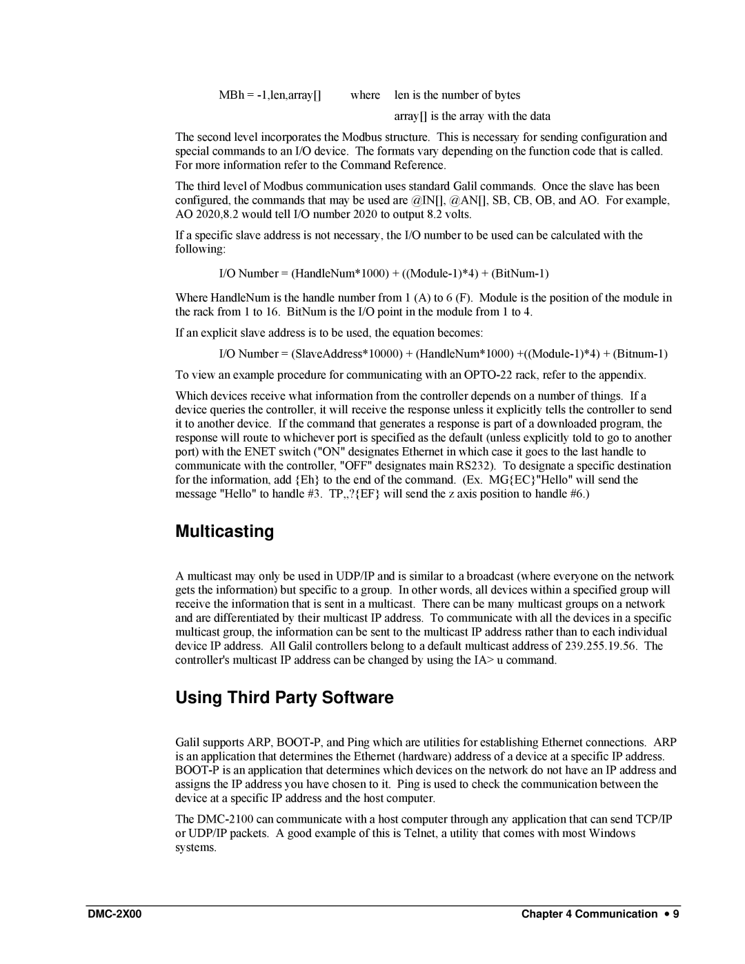 Galil DMC-2X00 user manual Multicasting, Using Third Party Software 