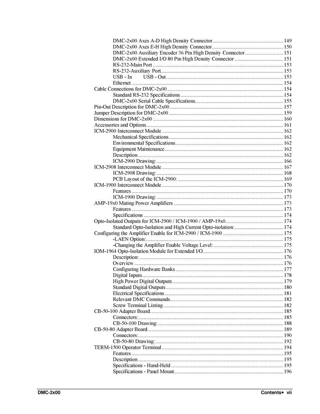 Galil DMC-2X00 user manual Contents y 