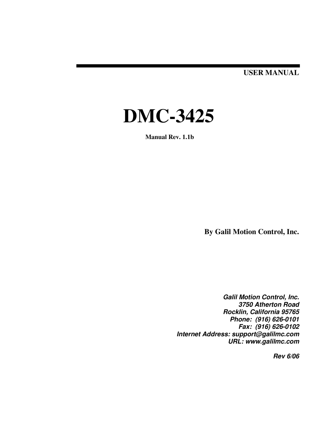 Galil DMC-3425 user manual By Galil Motion Control, Inc 