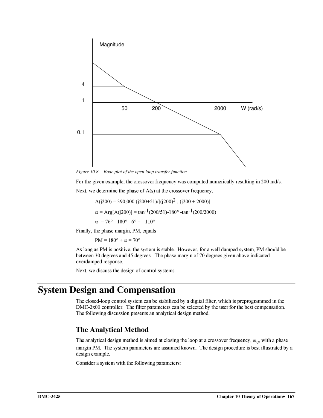 Galil DMC-3425 user manual System Design and Compensation, Analytical Method 